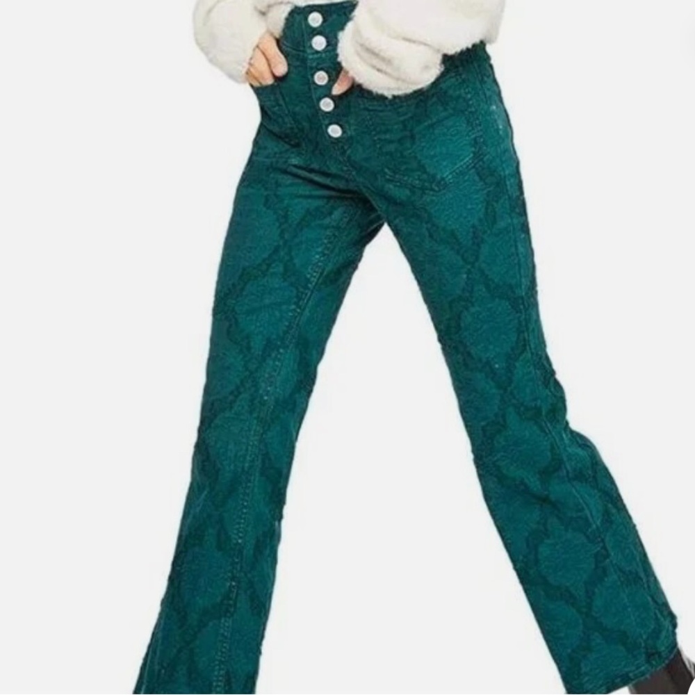 We The Free Teal Patterned Flare Pants